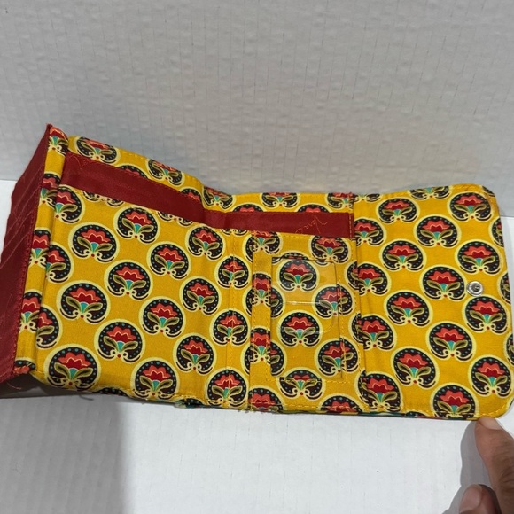 Vera Bradley Provencal Euro Wallet Yellow Multi Paisley Floral Folding Snap - Picture 3 of 11